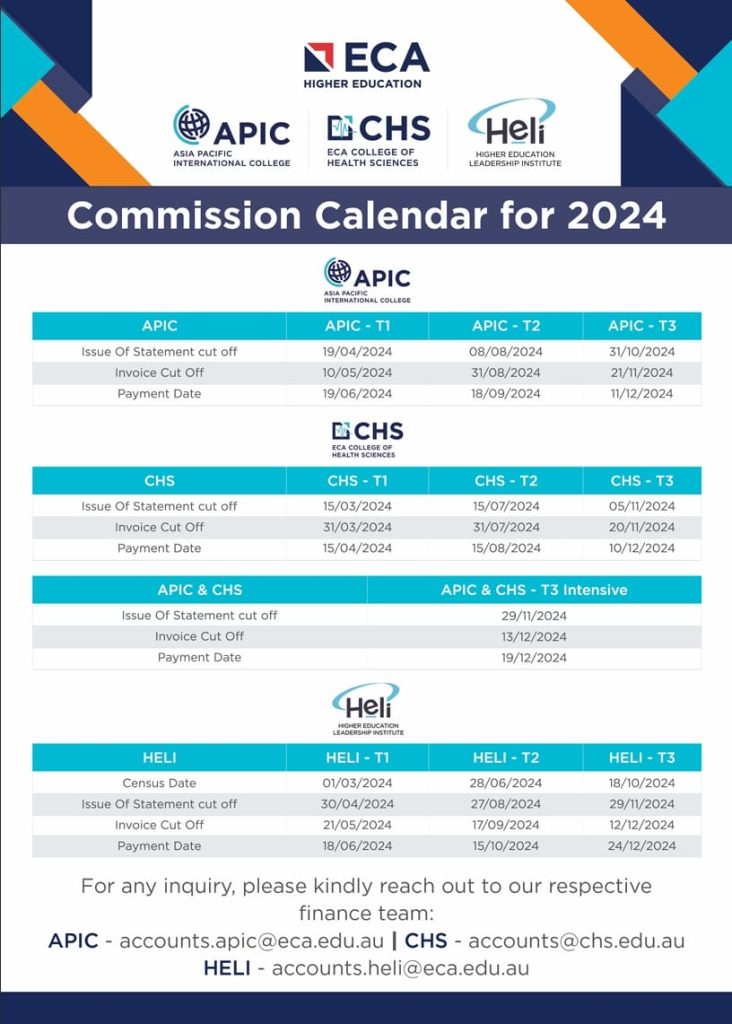 Agent Commissions Calendar