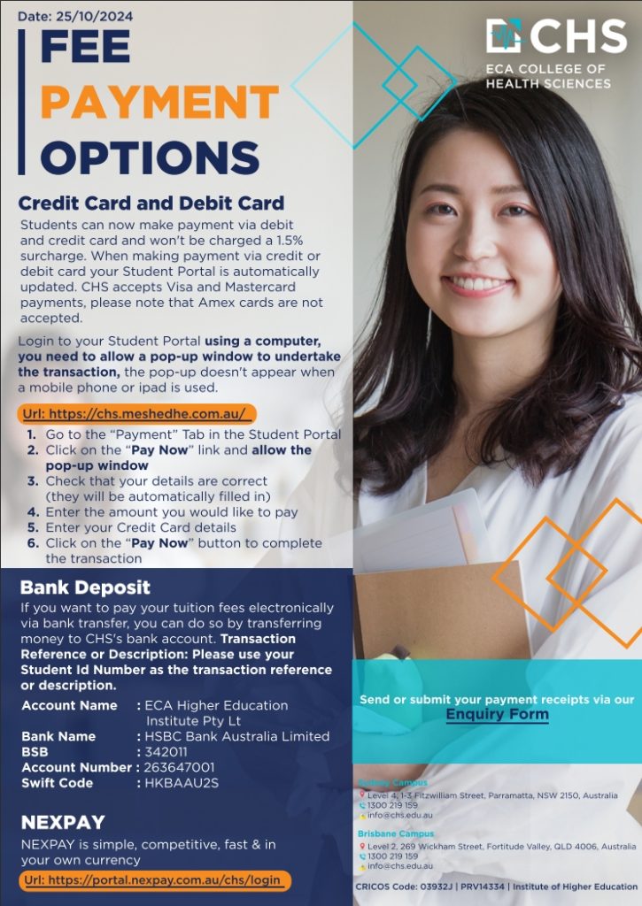 CHS Fee Payment Options