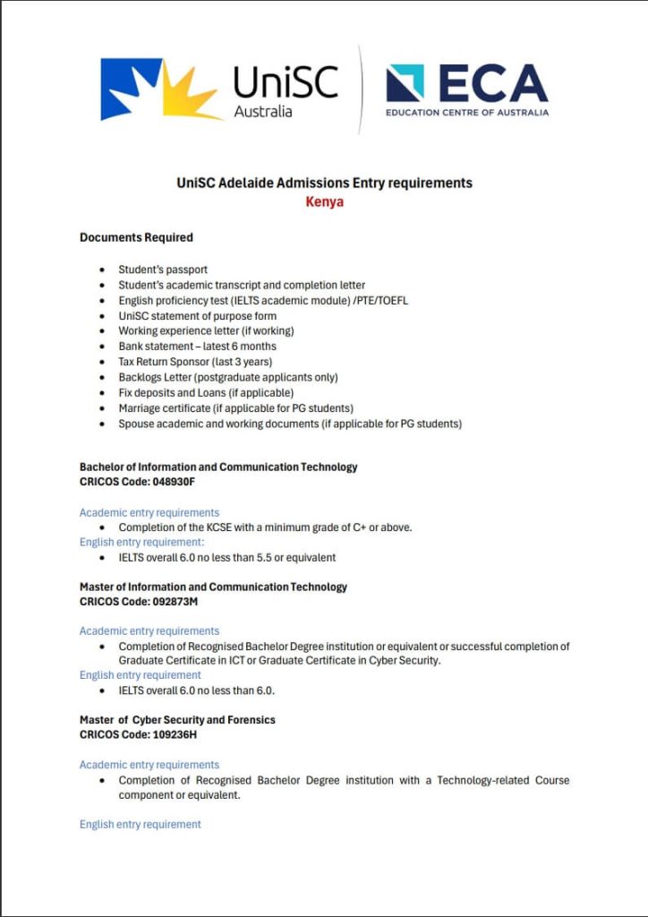 UniSC Adelaide - GS Guidelines for Kenya
