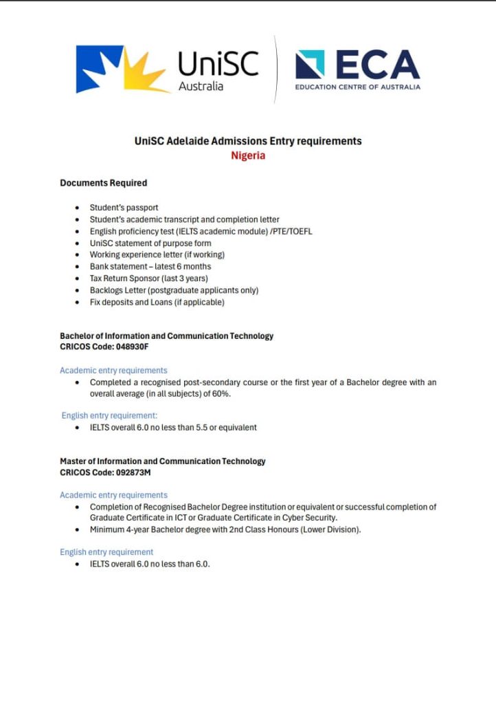UniSC Adelaide - GS Guidelines for Nigeria