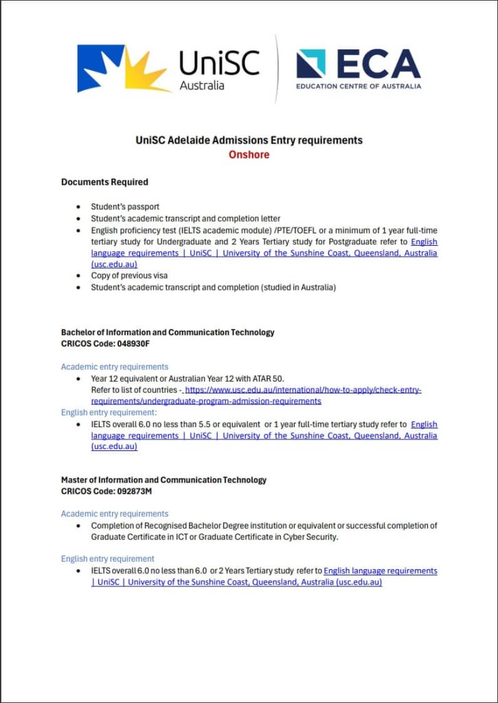 UniSC Adelaide - GS Guidelines for Onshore Market