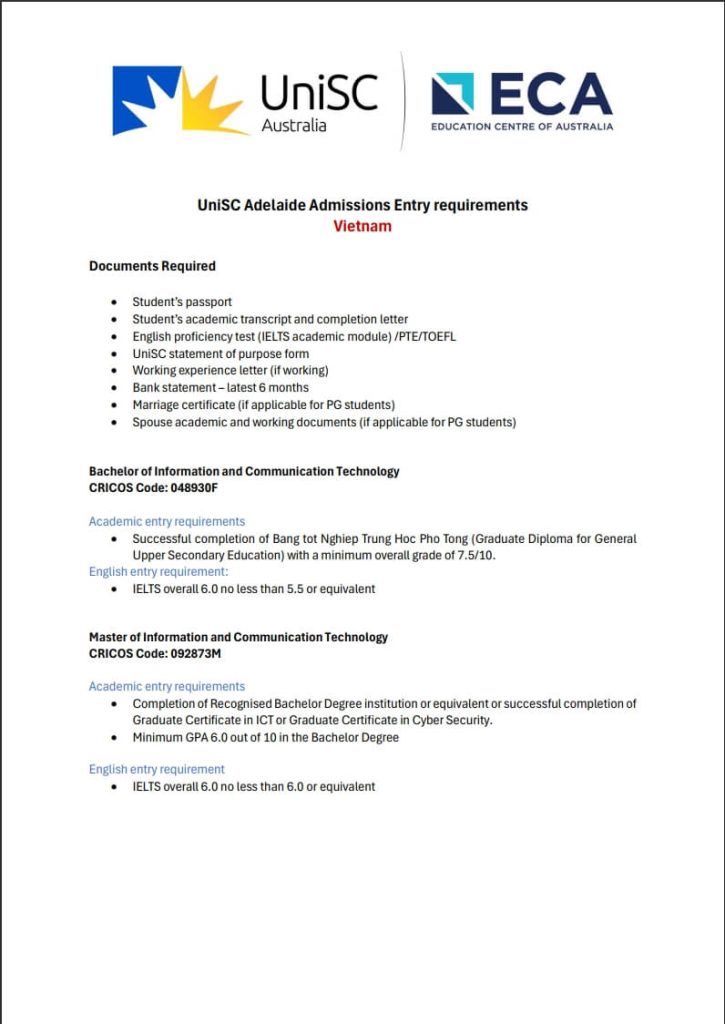 UniSC Adelaide - GS Guidelines for Vietnam
