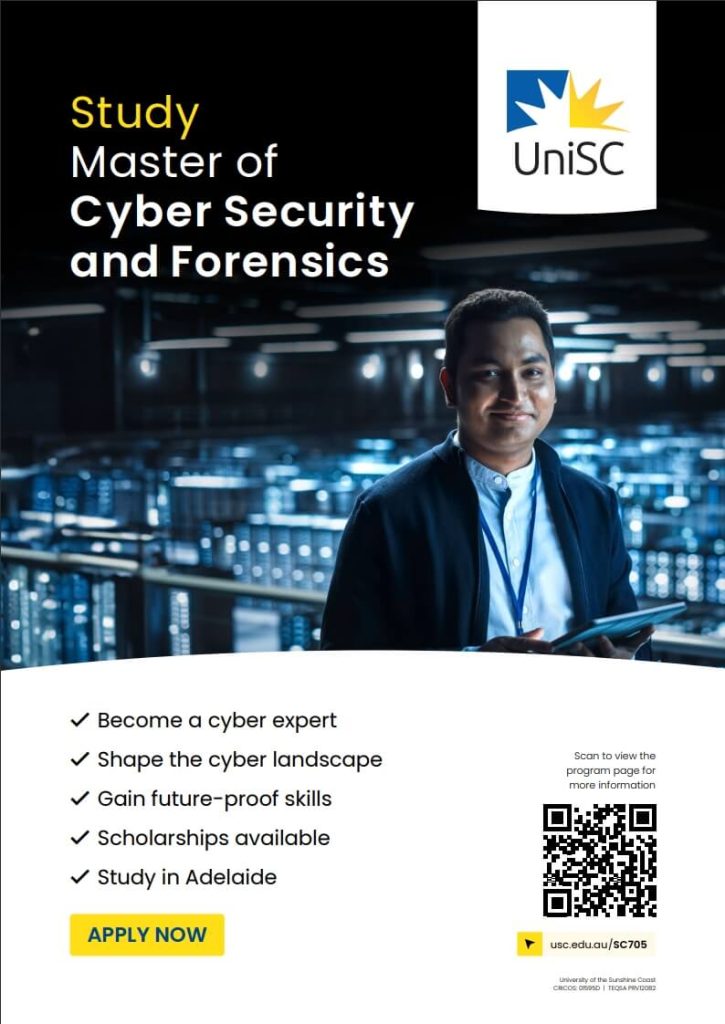UniSC Adelaide - Master of Cyber Security and Forensics flyer 2