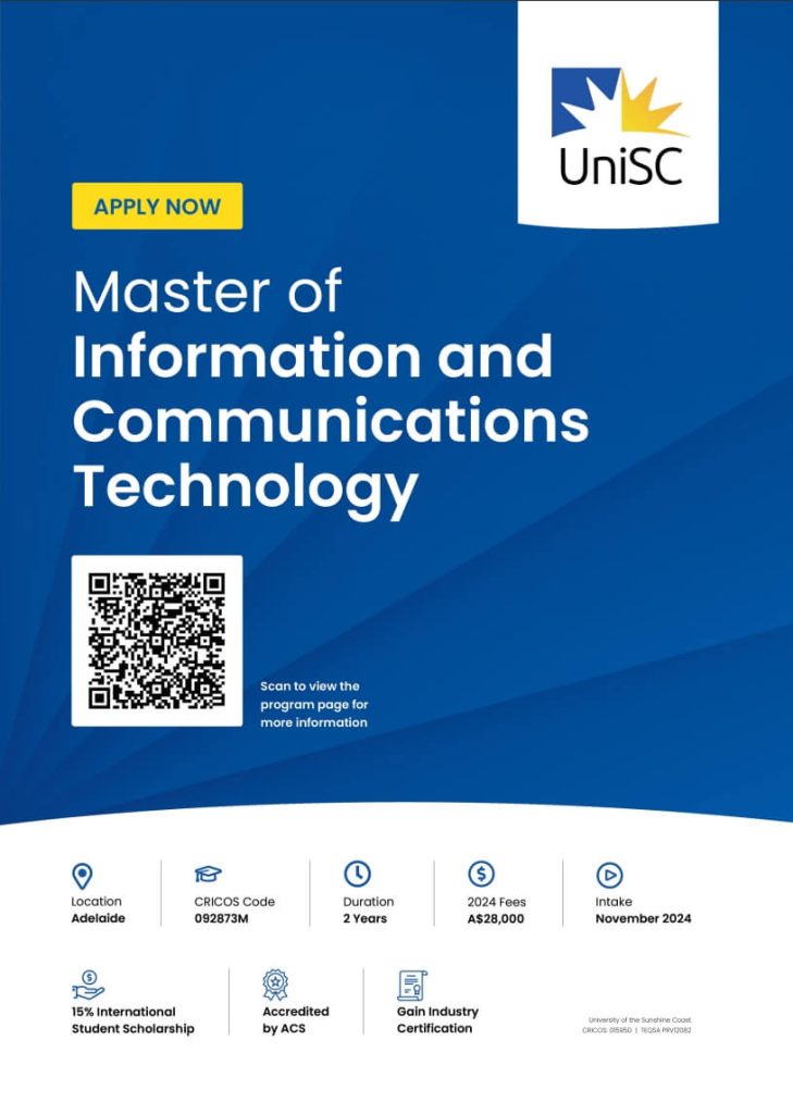 UniSC Adelaide - Master of Information and Communications Technology flyer
